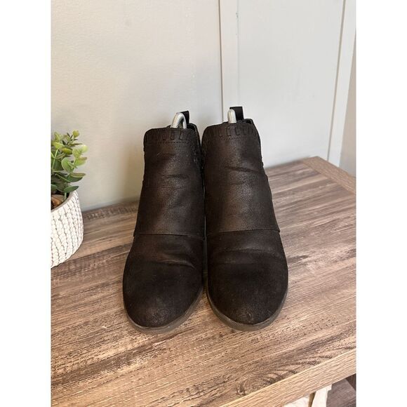 Rock And Candy Boots Woman's 8 Lipton Slip On Ankle Bootie Black Fabric Heels - Picture 3 of 9